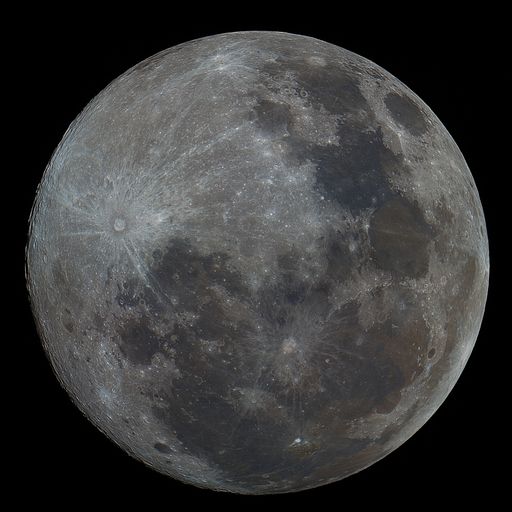 The full moon in the black sky