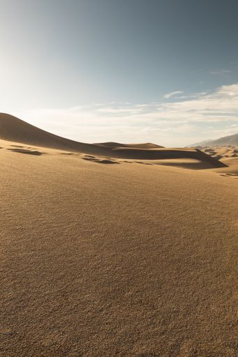 Beautiful Colorado Great Sand dunes at a bright sunset evening