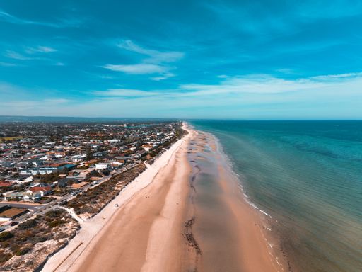 An aerial view of Semaphore Beach, Adelaide, Australia