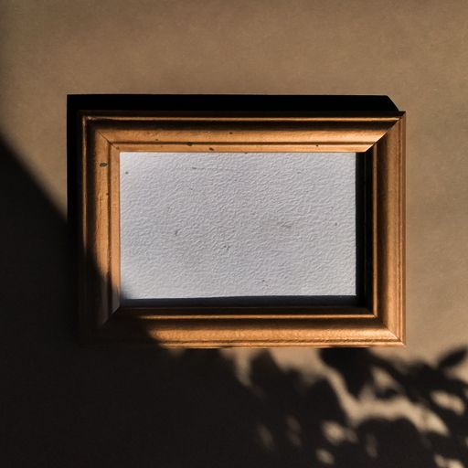 A closeup shot of a frame of a wall with white space for text with shadows of leaves on the surface