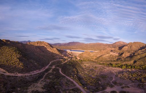 A beautiful shot of the Verde River and its Tributaries in Sedona Verde Valley in dry landscape