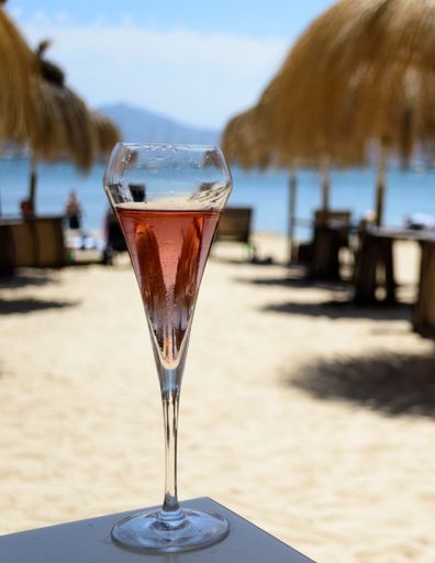 A vertical shot of an exotic drink in Port de Pollensa, Mallorca, Spain