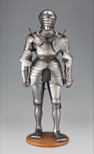 A vertical shot of knight armor isolated