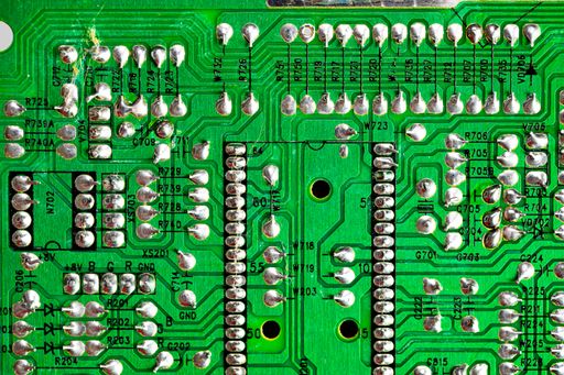 A close-up shot of PC's printed circuit board.