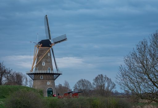 Historical dutch windmill named De Hoop" in the city of Gorinchem, Province South Holland