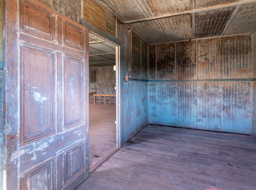 A shot of a home in an old mining town called Humberstone
