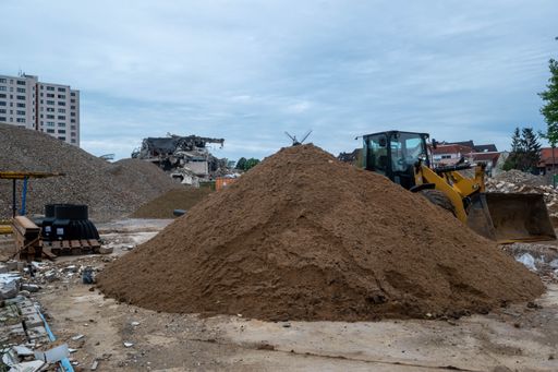 A pile of sand on a construction site