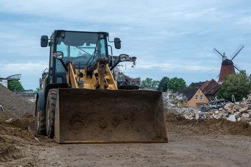 A bulldozer on a construction site