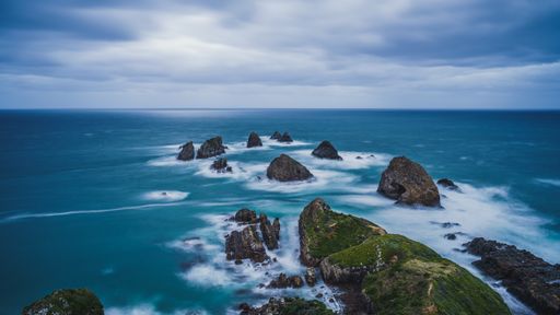 A photo of the reef group near the Nugget Point Lighthouse, Catlins, New Zealand