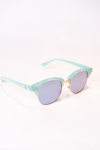 A vertical shot of Clubmaster sunglasses isolated on white background