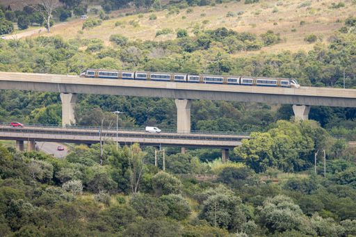 Gautrain is an 80-kilometre express commuter rail system in Gauteng, South Africa.