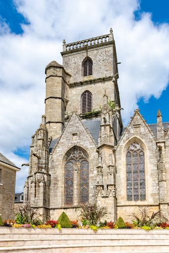 A vertical shot of the Saint-Armel church in Ploermel, Brittany, France