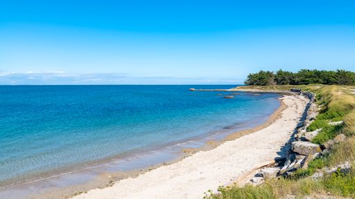 The Quiberon peninsula, in Brittany, beautiful seascape of the ocean, the rocky Cote sauvage