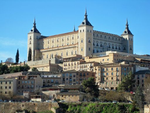 A mesmerizing view of the Alcázar de Toledo in Toledo Spain