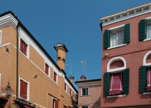 A beautiful view of colorful houses on the island of Burano, Italy