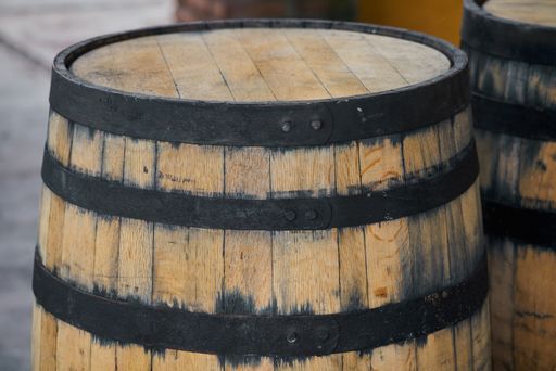 Oak wood barrels for tequila maturation industry concept
