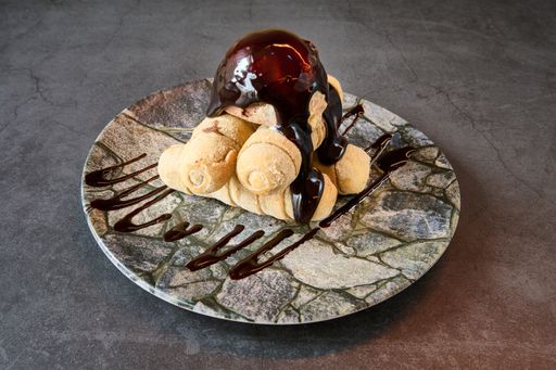 A closeup of tasty sweet meal with ice cream