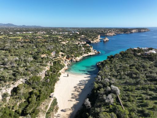 Beautiful empty beach in summer on Mallorca, Cala Llombards