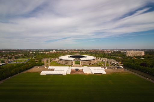 An aerial view of the Olympiastadion of Berlin in Germany