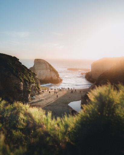 The Shark Fin Cove gleaming under the sun rays in Davenport, USA