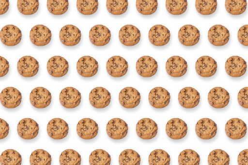 The rows of cookies isolated on a white background