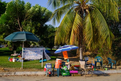 A demonstration against the mega project on the beach.Save nature, save the beach