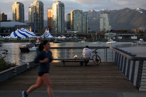 The False Creek and downtown Vancouver at sunset, British Columbia, Canada