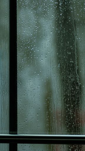 A vertical shot of a wet rainy window
