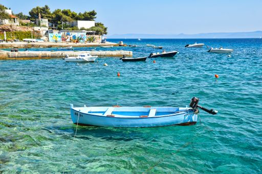 A boat in the sea on Brac island, Croatia