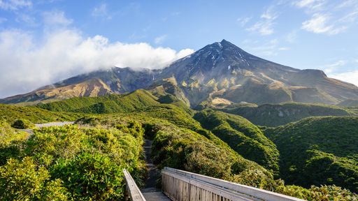 A beautiful view of the Mount Taranaki in Egmont-National park, New Zealand