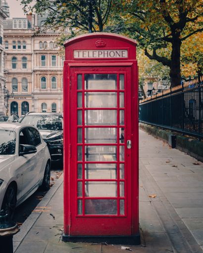 A closeup of a Telephone Box on the street in Birmingham