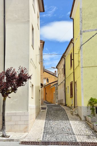 A narrow street in a Macchiagodena village in the Molise region of Italy.