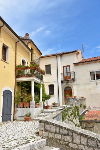 A narrow street in Macchiagodena, a village in the Molise region of Italy