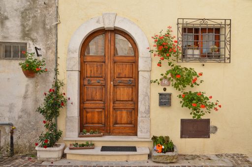 The door of an old house in Rivello, a village in the Basilicata region of Italy