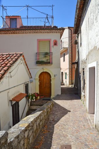 A narrow street in Rivello, a village in the Basilicata region in Italy.