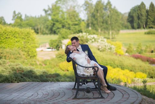 A beautiful view of loving newlyweds enjoying their time in private in the park