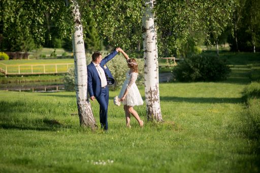 A beautiful view of loving newlyweds enjoying their time in private in the park