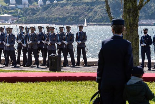 A Military ceremony and naval air parade in the celebrations of the South Atlantic Air Crossing in Belem, Lisbon, Portugal