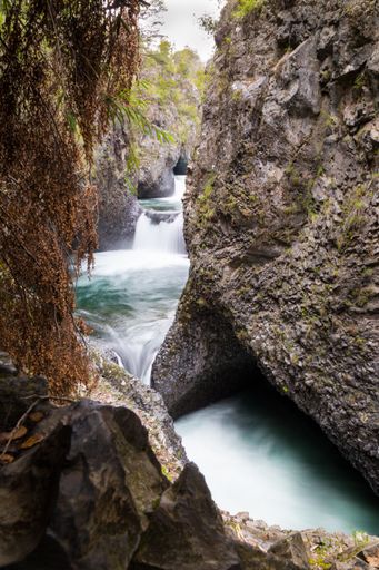 A waterfall in Radal Siete Tazas National Park in Chile