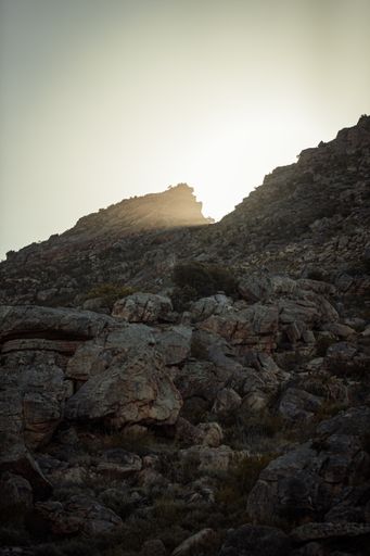 A vertical landscape of rocky mountains