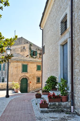 A narrow street among the houses of Castro dei Volsci in the Lazio region of Italy