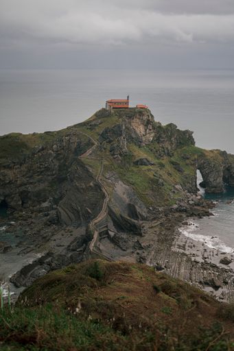 A beautiful view of the Gaztelugatxe islet located on the coast in Basque, Spain