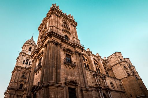 Photo of the bell tower of the Cathedral of Malaga, Andalucia, Spain.
