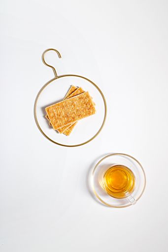 the Top shot of biscuits  cookies in  a hanger shape circle isolated on a white background