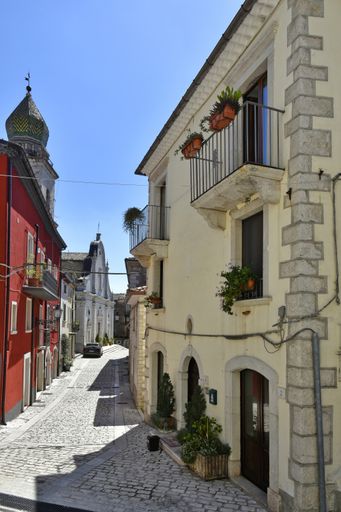 a vertical shot of a street in Santa Croce del Sannio, a village in the Campania region of Italy.