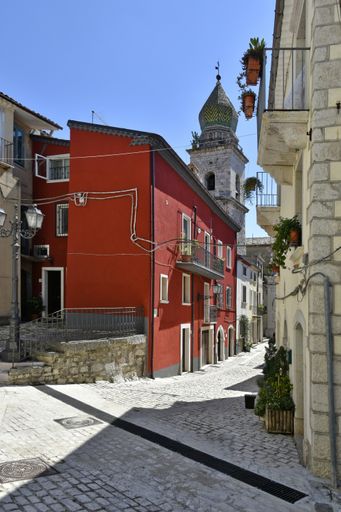 A vertical shot of a street in Santa Croce del Sannio, a village in the Campania region of Italy
