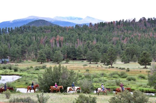 A view of horseback riding in Rocky Mountain National Park