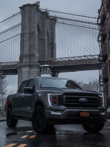 A closeup of a truck in New York City