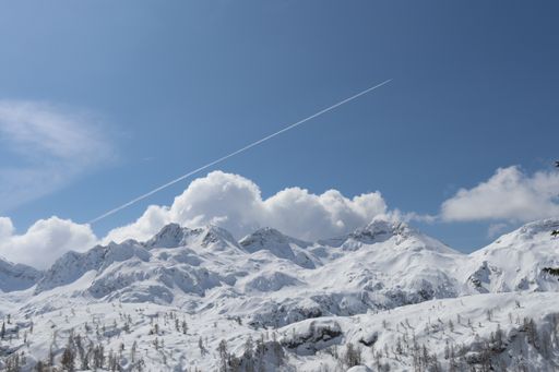 A beautiful shot of a mountainous landscape covered with snow