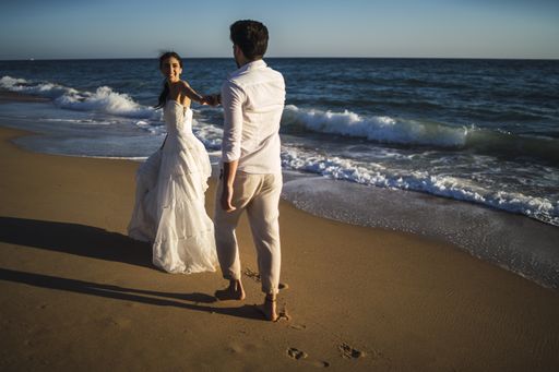 A picture of a beautiful couple on their wedding day
